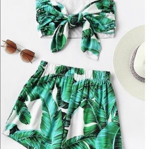 Leaf print two piece set